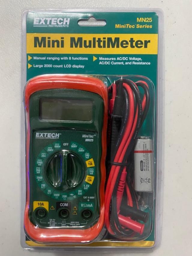 Extech Model MN25 Digital Mini MultiMeter Measures AC/DC Voltage