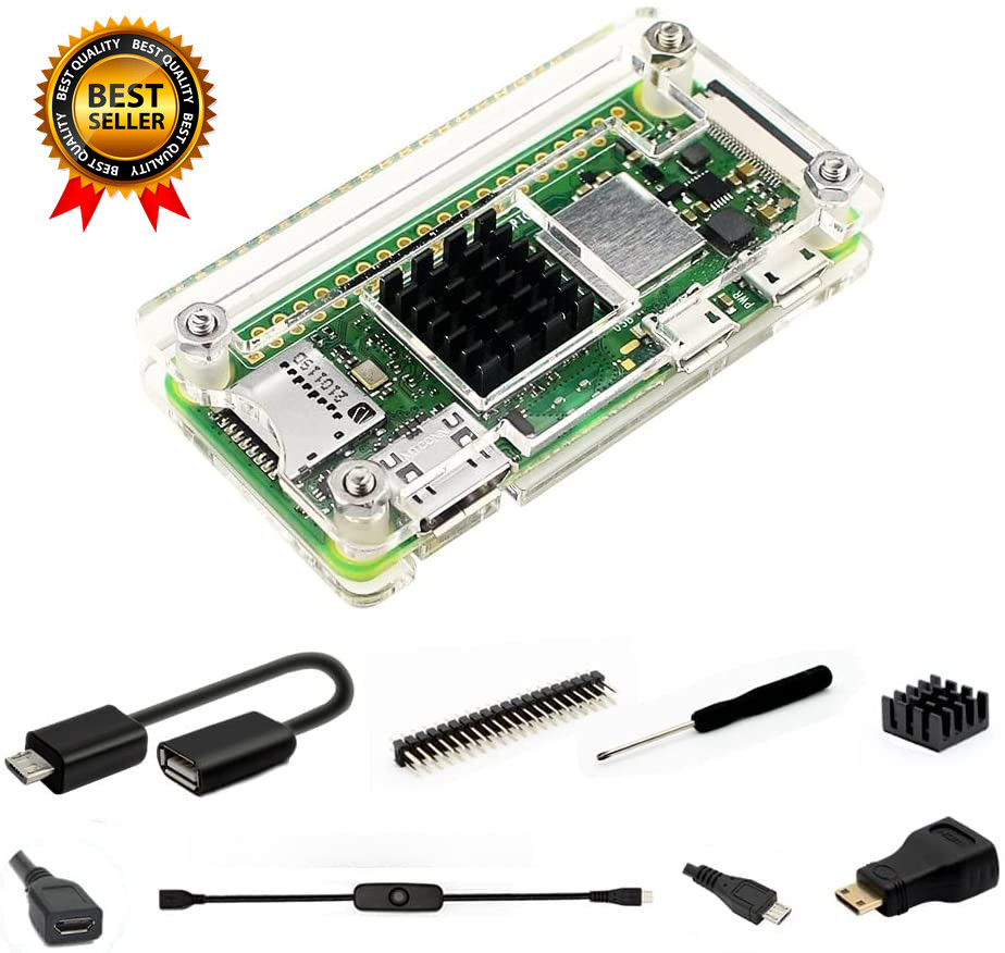 Raspberry Pi Zero Case Case for Raspberry Pi Zero 2 W with Heatsink HDMI Adapter