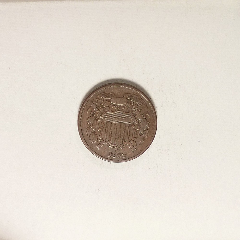 1869 US Two Cent Pc grades VG+/FN, Type or Date Collecting, Slightly Better Date