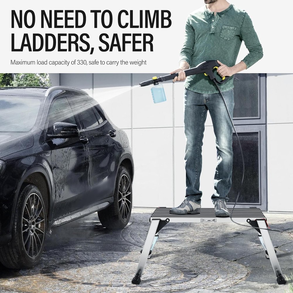 Work Platform Step Ladder, Aluminum Extra Large, Silver
