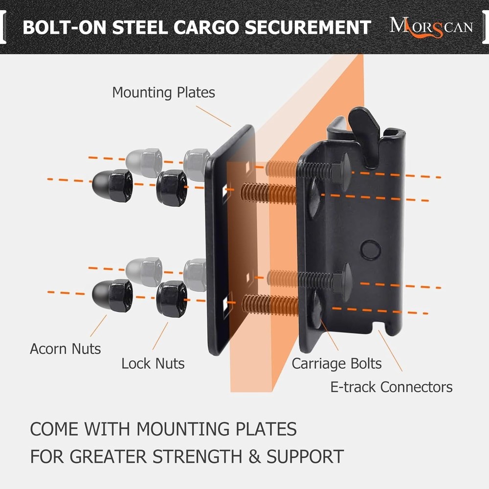 10 Pack E-Track Connector with Square Plates Bolt-on Steel Cargo Securement E..\