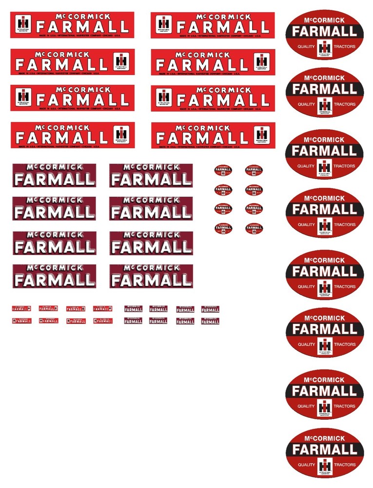 S Scale ( 1/64th ) Agricultural / Trailer Decals.