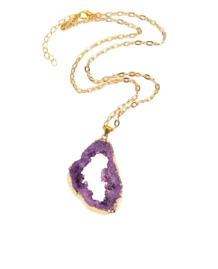 Agate slice necklace Pendant Raw Stone Jewelry.
