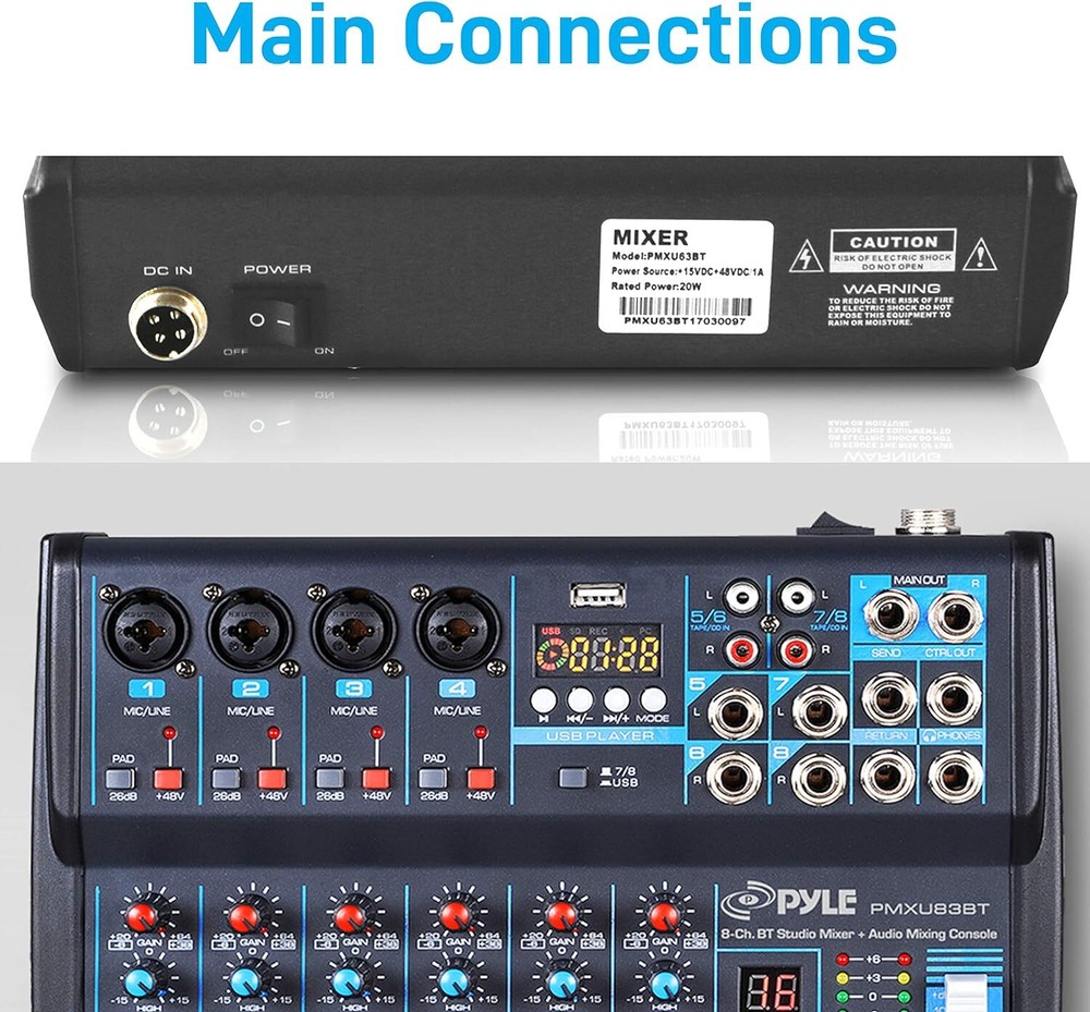 Pyle Professional Audio Mixer Sound Board Console Desk System Interface 8