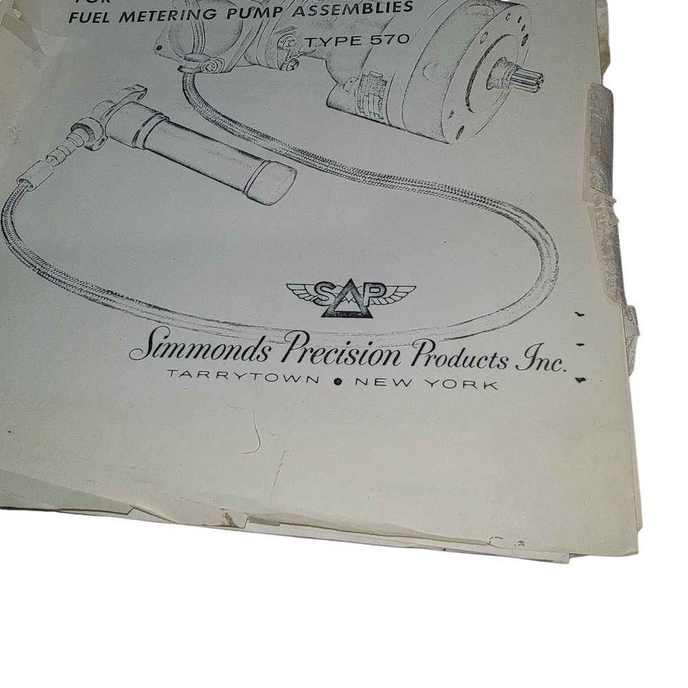 1962 Simmonds Precision Fuel Metering Pump Assemblies Technical Manual Type 570