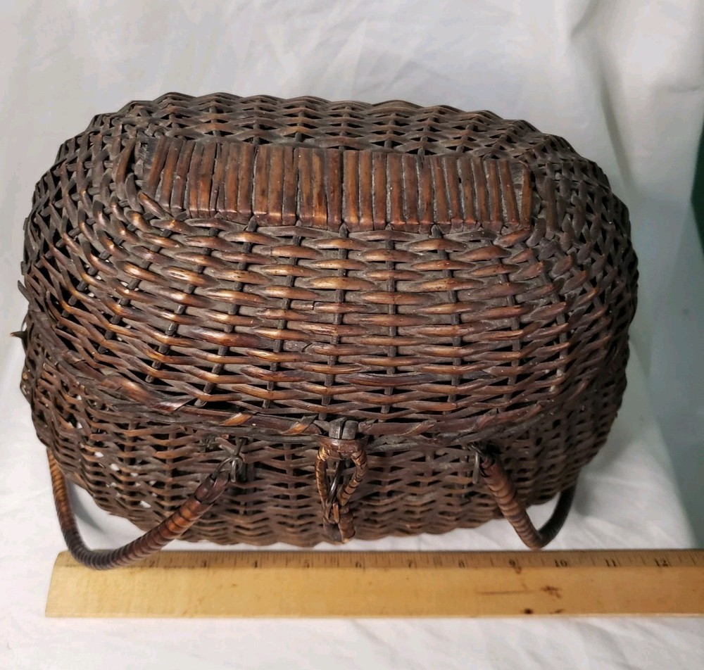 Amish Kavli sket Basket Double Handle Wicker Woven Storage