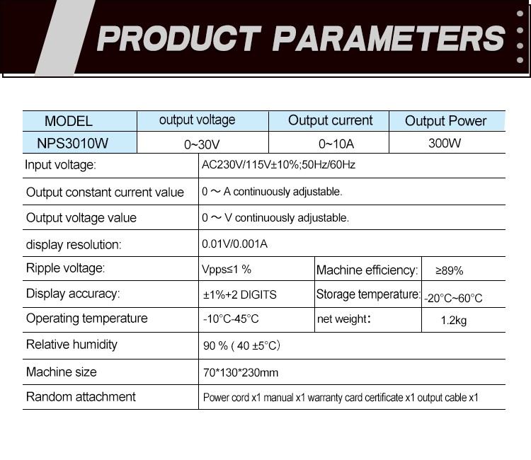 Adjustable 0-30V 10A DC Power Supply Variable Regulated Lab 4-Digits LED Display
