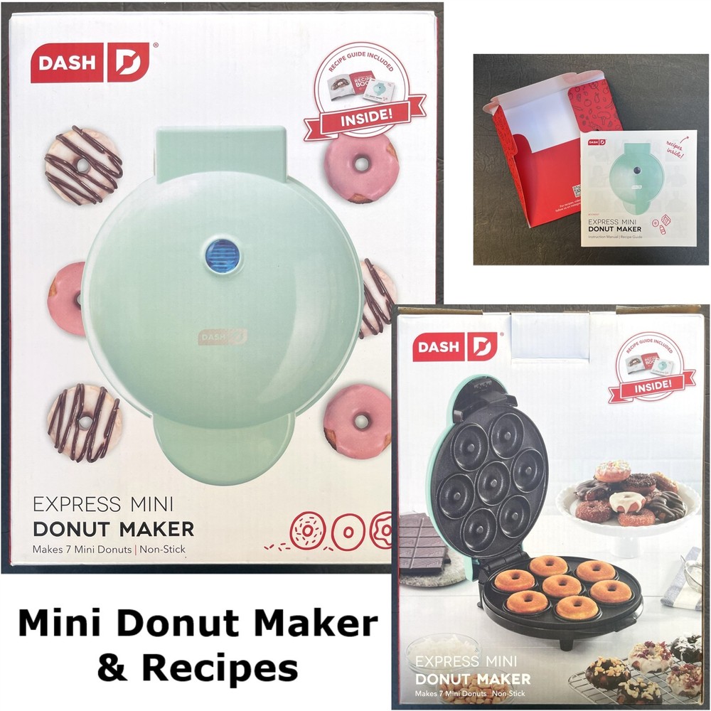 Dash Express Mini Donut Maker ~ Makes 7, Non-Stick, Recipes Included