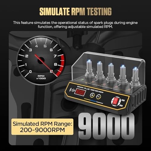 Adjustable 5-Hole Spark Plug Tester, Digital RPM 200-9999, Engine Ignition Coil