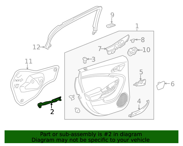Genuine GM Driver Side Rear Door Armrest Pull Cup Bracket 23144691