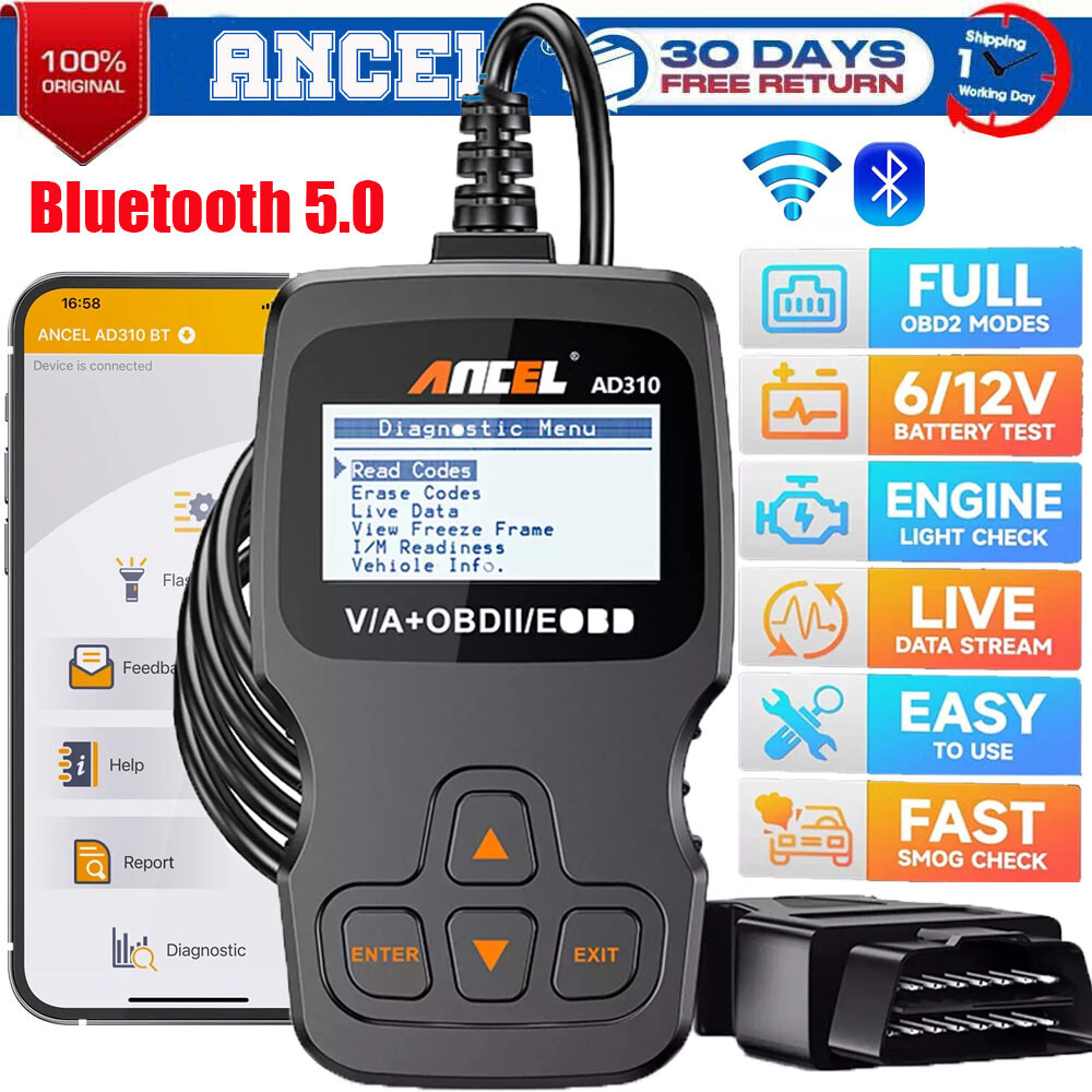 AD310 BT Bluetooth OBD2 Scanner Code Reader Engine 2024 ANCEL for iOS Android