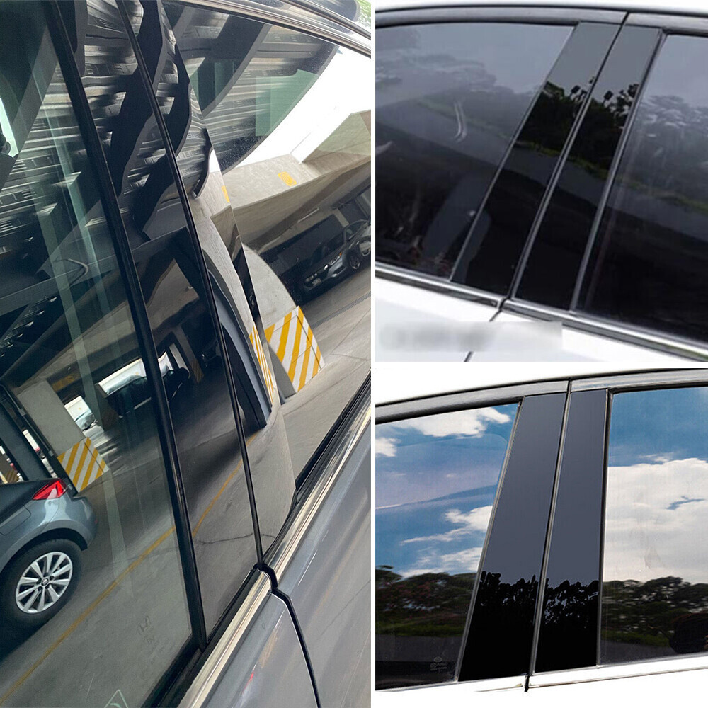 6PC Door Window B Pillar Post Panel Trim Cover Black For 2011-2019 Ford Explorer