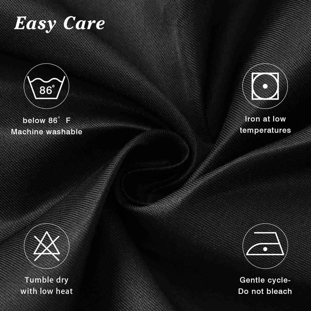 6 Pack Black Washable Polyester Table Cloths, 60 x 102 Inch, Rectangular, for...