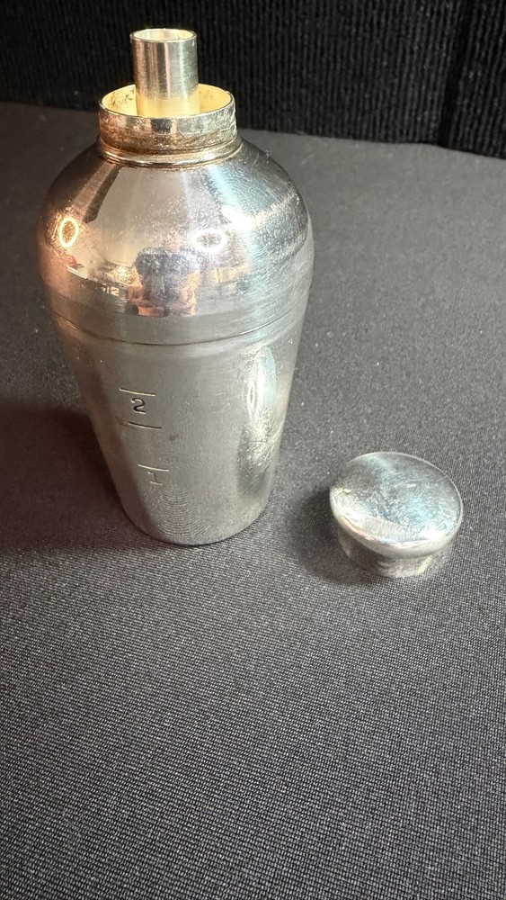 NAPIER Silverplate Mini Cocktail Shaker Graduated Jigger 1 &2oz W/ Corkscrew