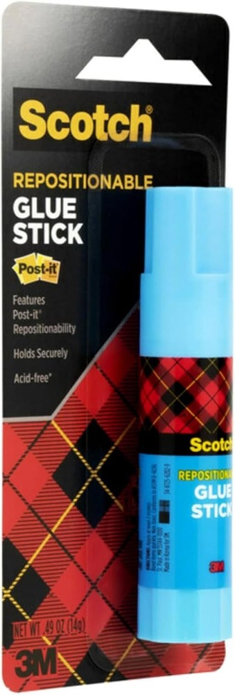 Removable Restickable Glue Stick, .49oz, Repositionable Stick (3-Pack) Clear