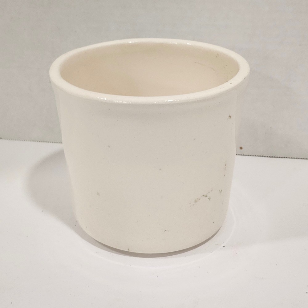 Cream Ceramic Pot With Green Tree Design Small Planter Holder