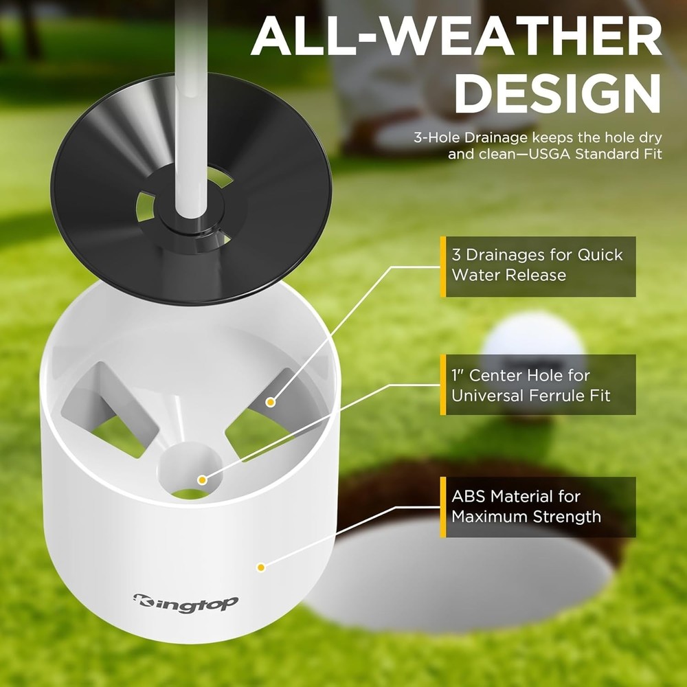 Professional Mini Golf Flagstick Set: Double-Sided Flags with Hole Cup, 4-Pack