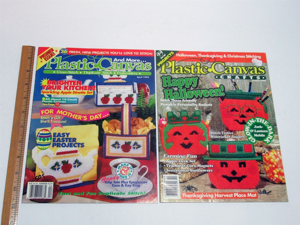 Lot 10 Vtg Plastic Canvas + Quick & Easy Pattern Magazines Pattern dollhouse