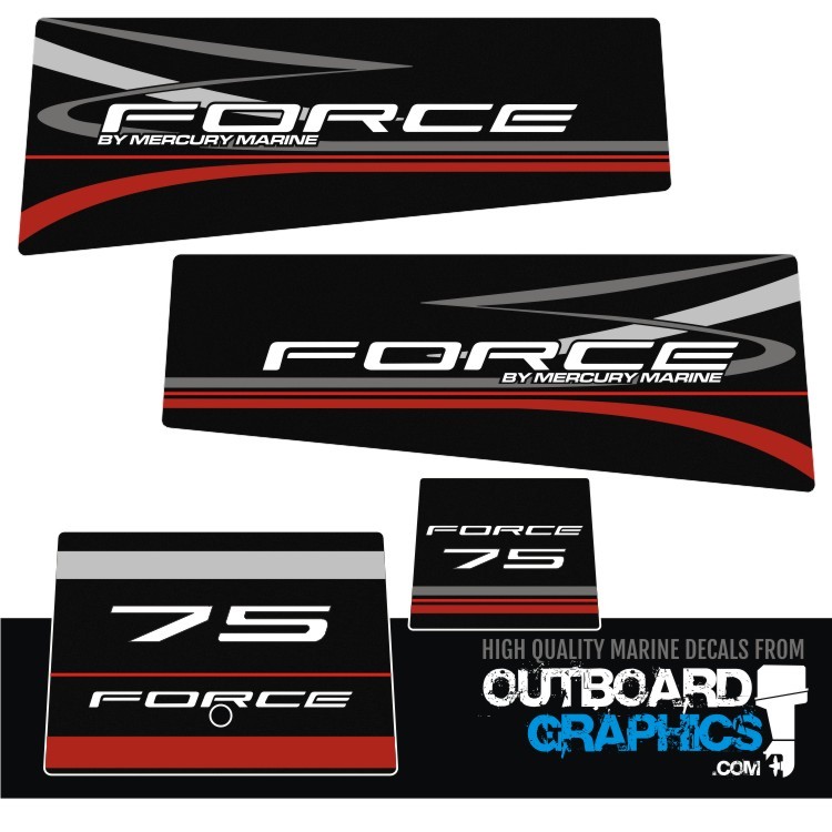 Mercury Force 75hp outboard decals/sticker kit