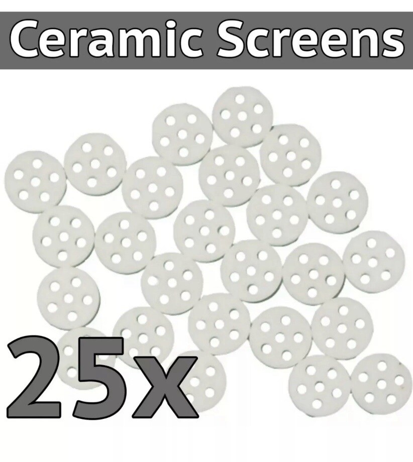 (25 Pack) Ceramic Honeycomb Tobacco Pipe/Bowl Screen Filter (8mm)