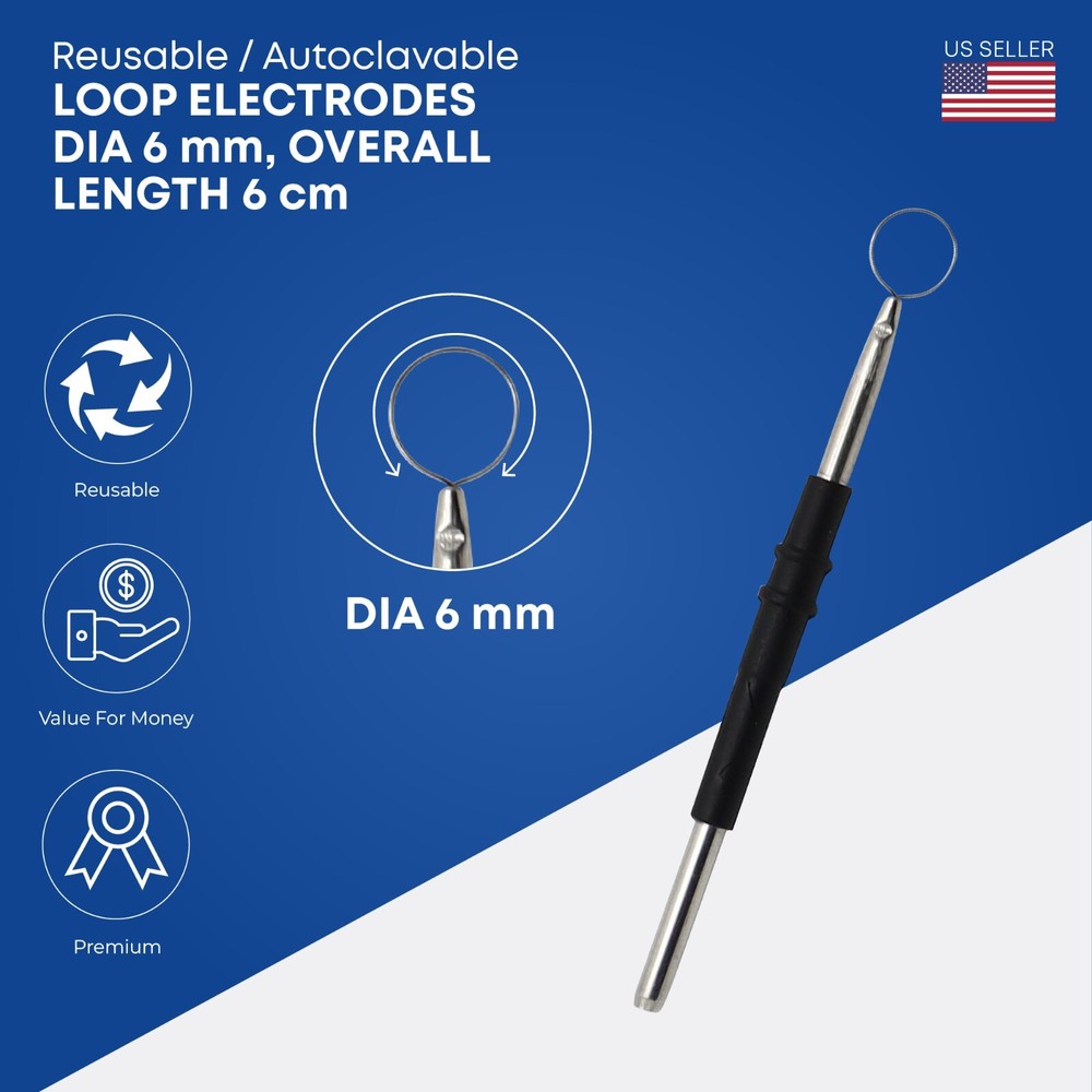 Reusable Loop Electrodes 1/4" Loop Electrosurgical Electrode Standard Shaft
