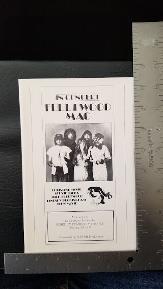 FLEETWOOD MAC / STEVIE NICKS - 1977 CARDBOARD PROGRAM FOR FUNDRAISER MINT MINUS