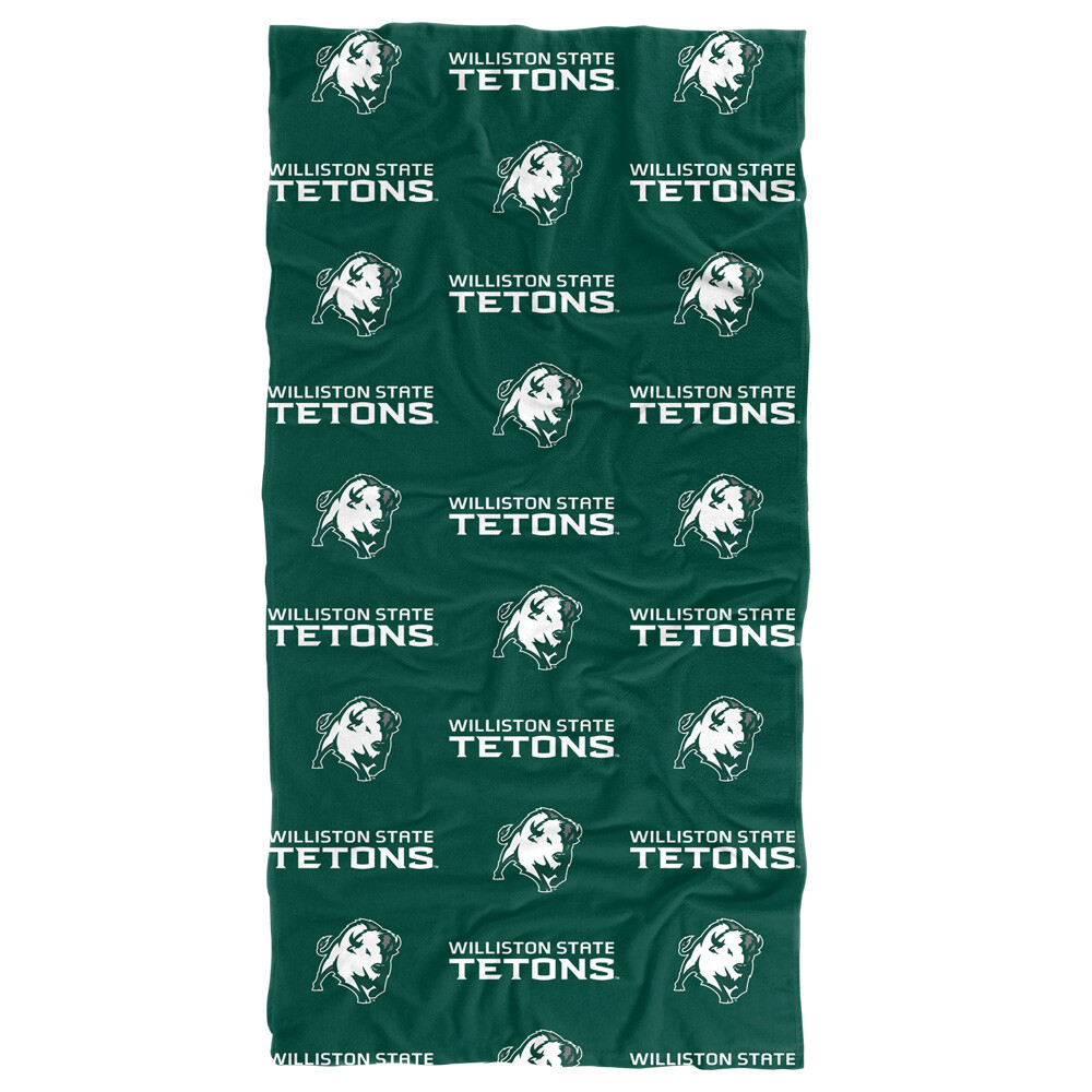Williston State College Beach Towel, 30"x60" Logo Pattern Beach Towel