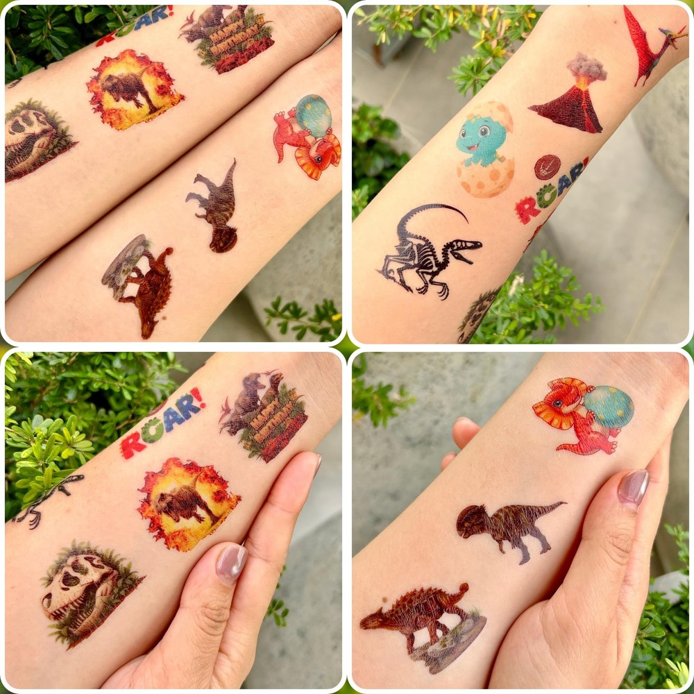 96PCS Dinosaur Temporary Tattoos Stickers - Medium,