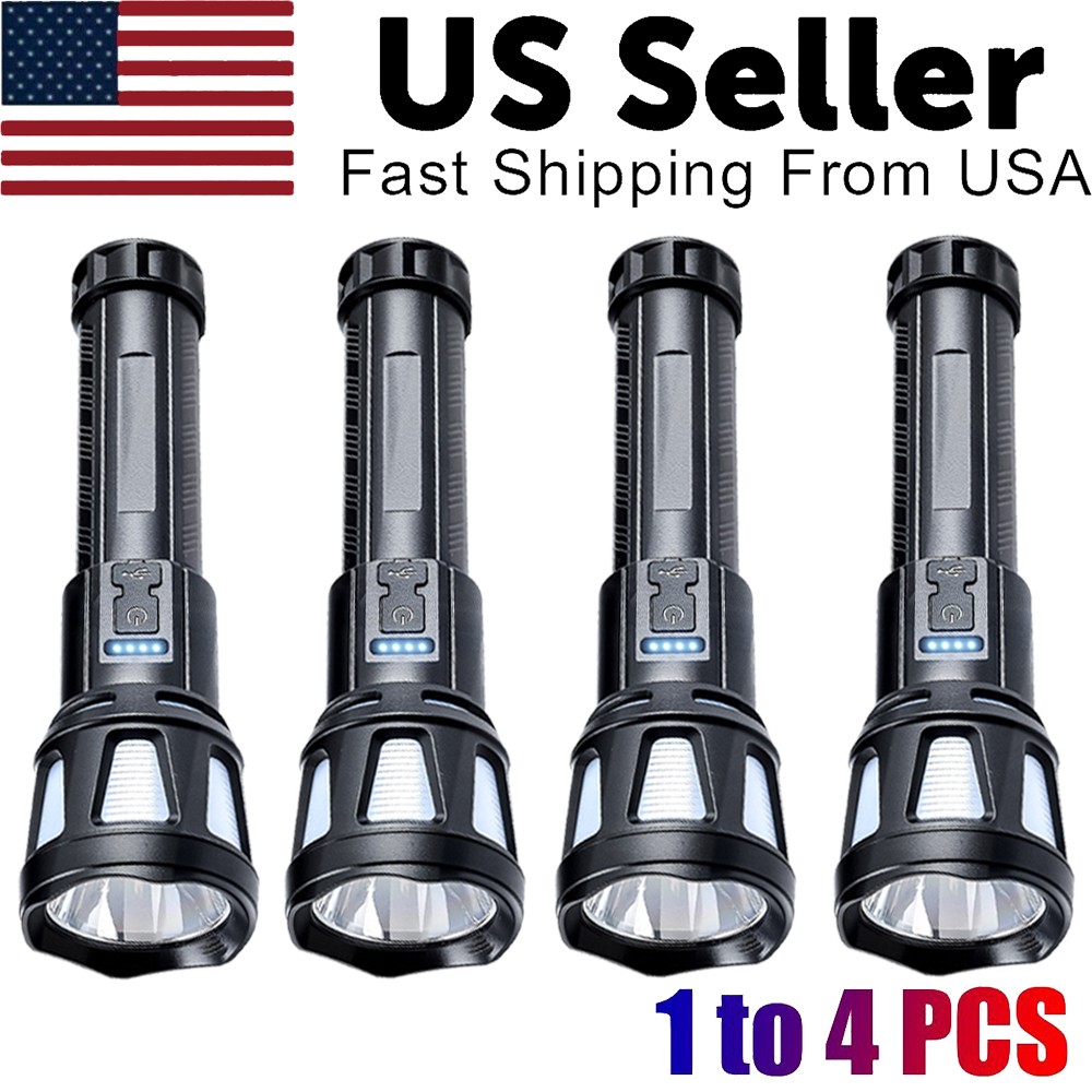 120000000Lumens Super Bright LED Tactical Flashlight USB Rechargeable Work Light