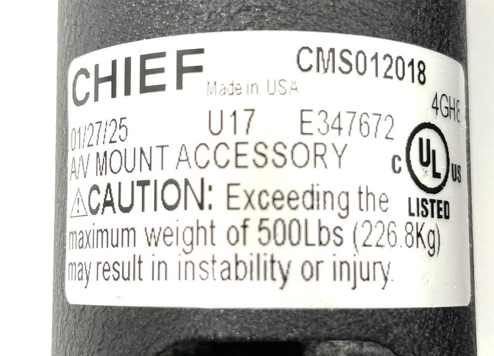Open Box Chief CMS012018 12-18 Inch Adjustable Extension Column Black