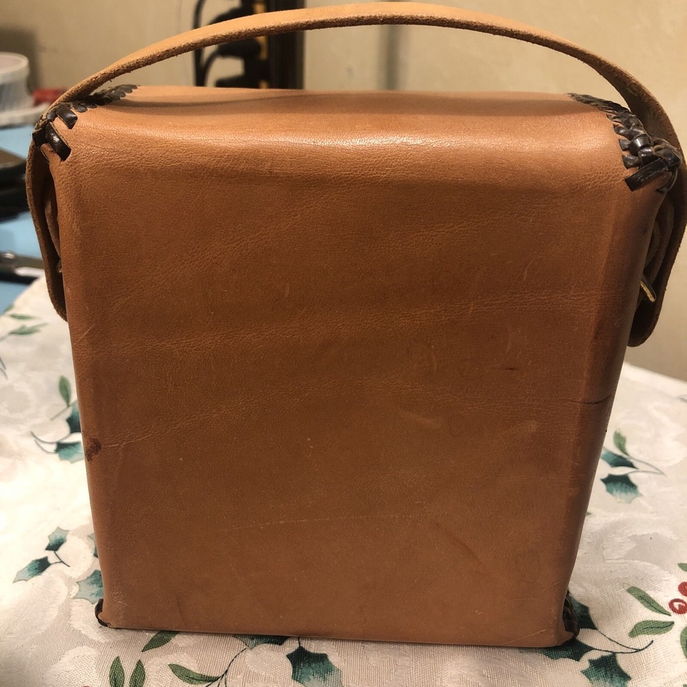 VINTAGE JBS LEATHER CO PILLBOX ROSE LEATHER TOOLED PURSE SMALL