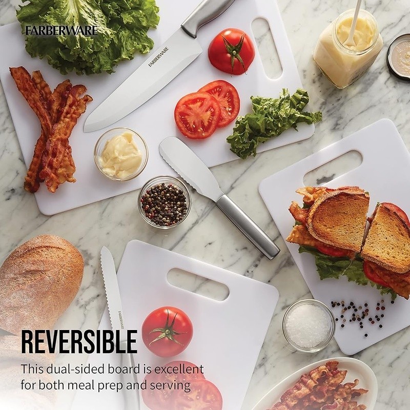 Reversible Plastic Cutting Board Non Absorbent Dishwasher Safe Kitchen Tool 14In