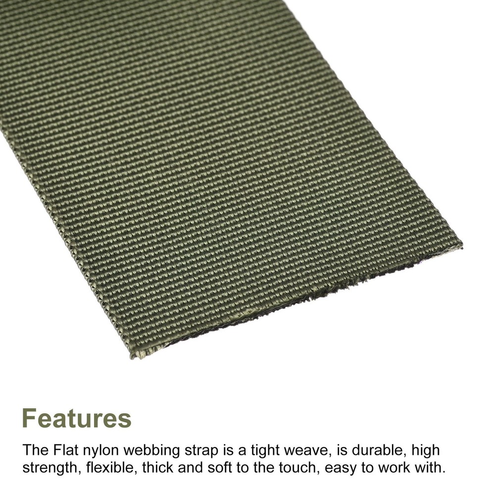 Flat Nylon Webbing Strap 2 Inch 10 Yards Olive for Backpack, Luggage-rack