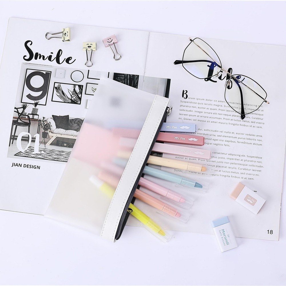 Mr. Pen- Clear Pencil Pouch, 3 Pack, 3 Medium, Dusty Rose