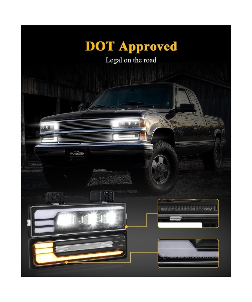 Partsam LED Headlights Assembly DOT Approved with Start Animation DRL Sequent...