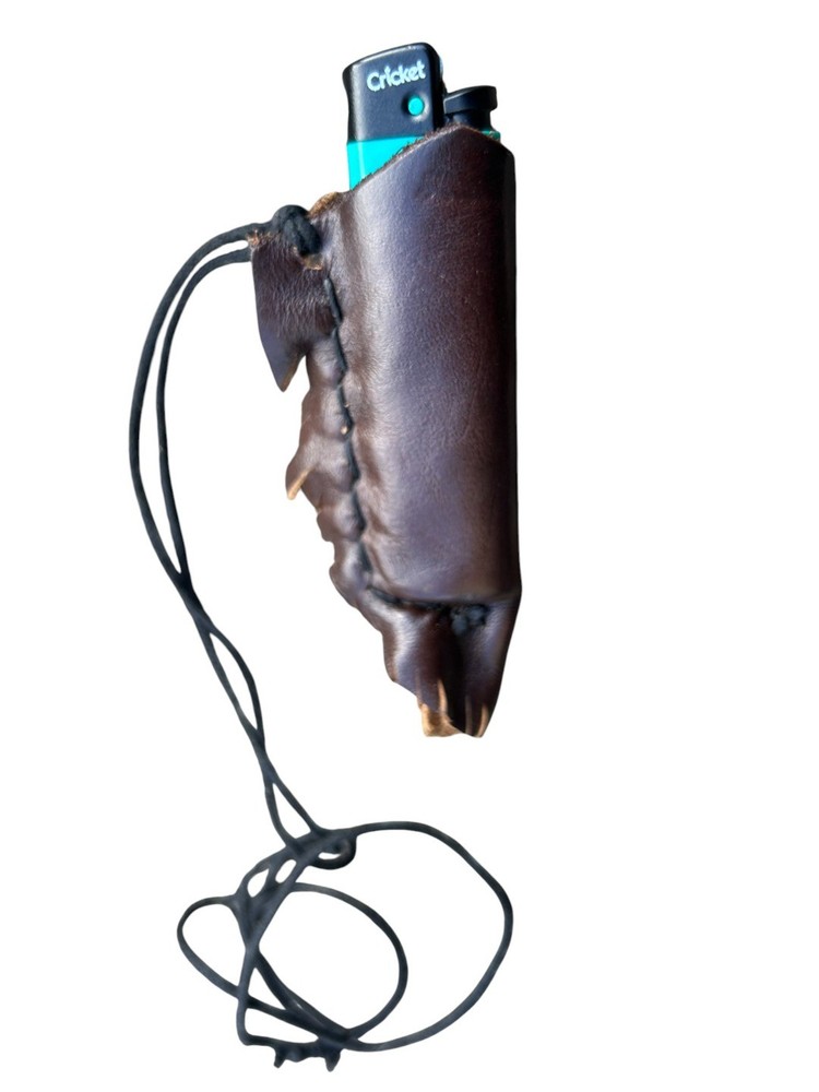 Leather Hand Made Lighter Holder with String Necklace Lanyard