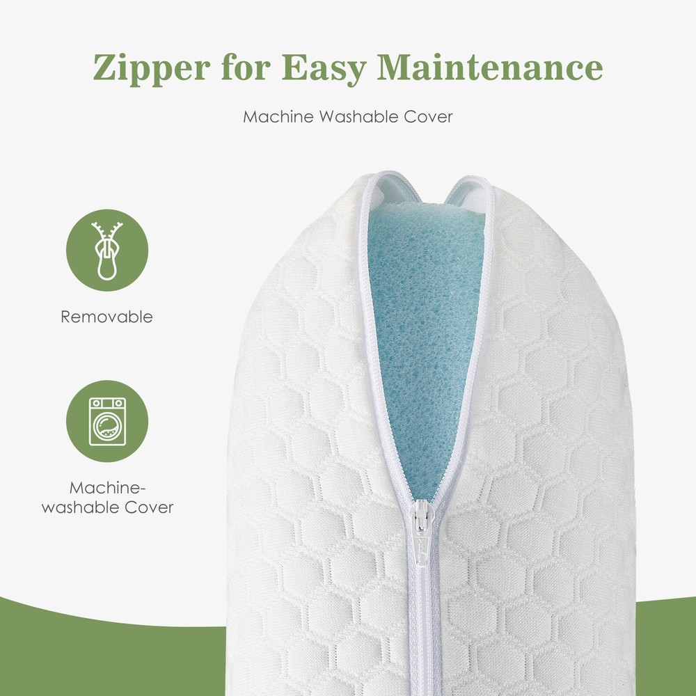 24" x 16" Size Memory Foam Pillow Side Sleeper, Removable Machine Washable Cover