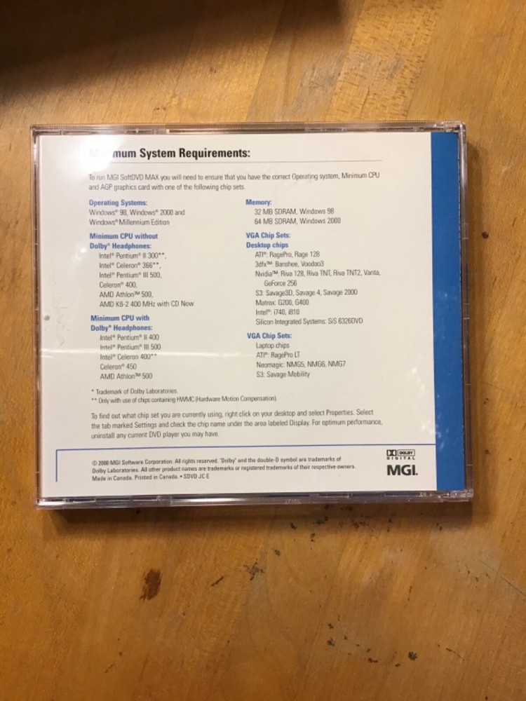 MGI Soft DVDMAX Version 4.0, Web & PC, CD-ROM Watch DVD's On Desktop Software