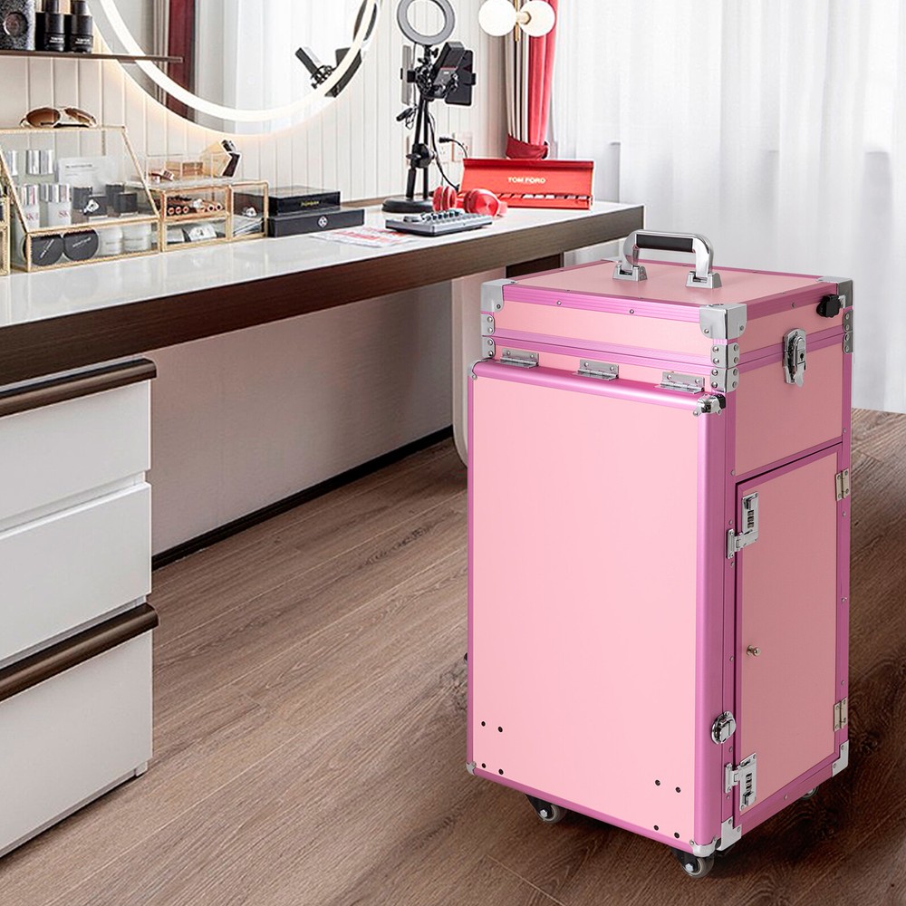 Nail Desk Mobile Station Rolling Makeup Train Case Manicure Table with Speaker