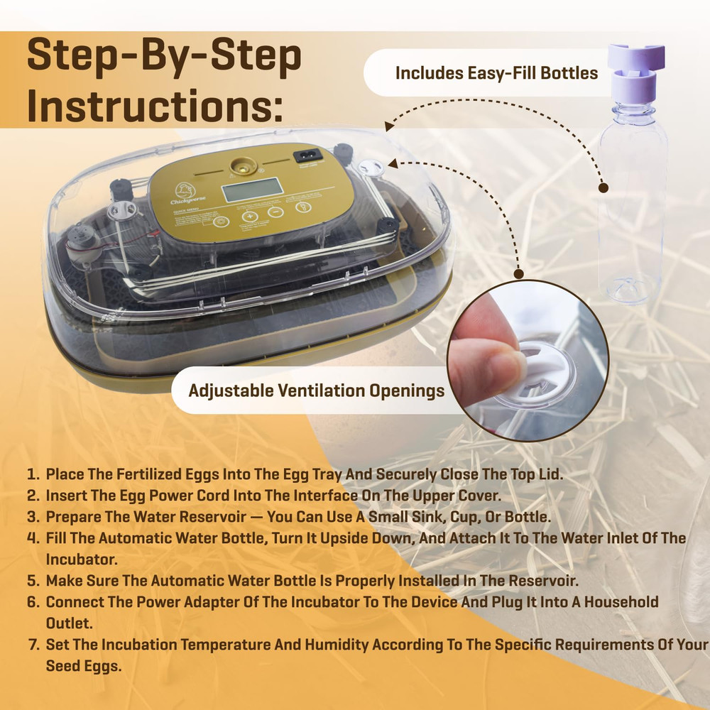 Egg Incubator for Hatching - 24-48 Eggs Capacity - Automatic Egg Turner & Adjust