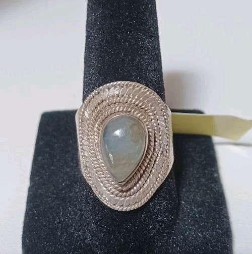 Indian Sterling Silver Labradorite Ring SZ 7 7gm