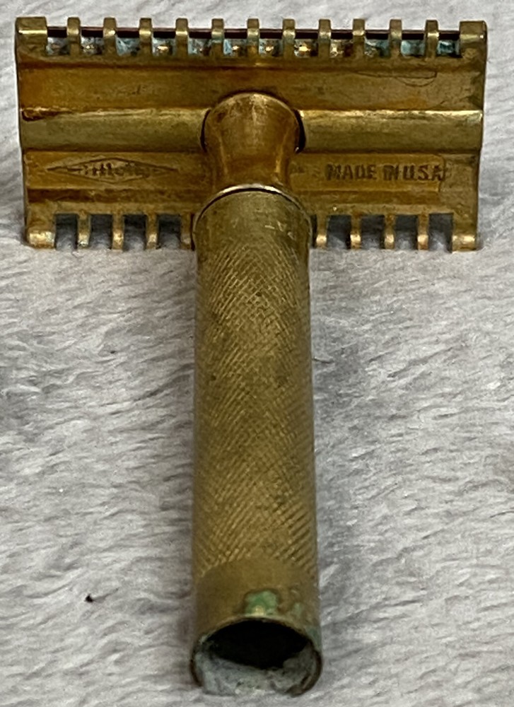 Vintage SCHICK Brass Safety Razor Handle