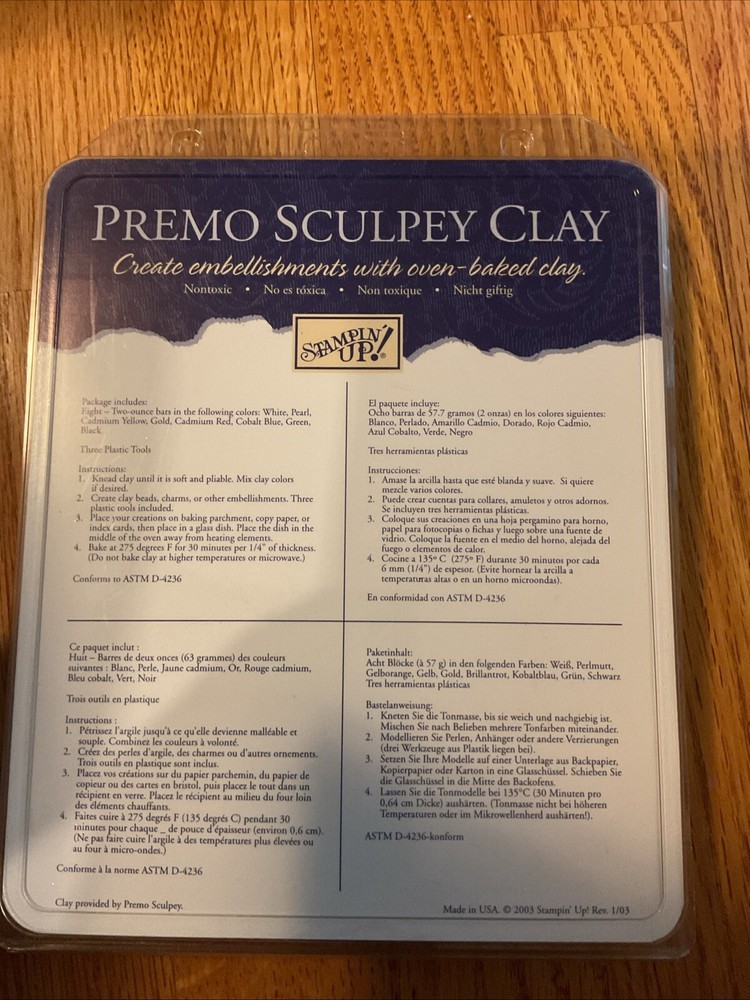 Stampin Up Polymer Clay & Tools Bundle Kit - Texturing Blade Premo Sculpty Ref1