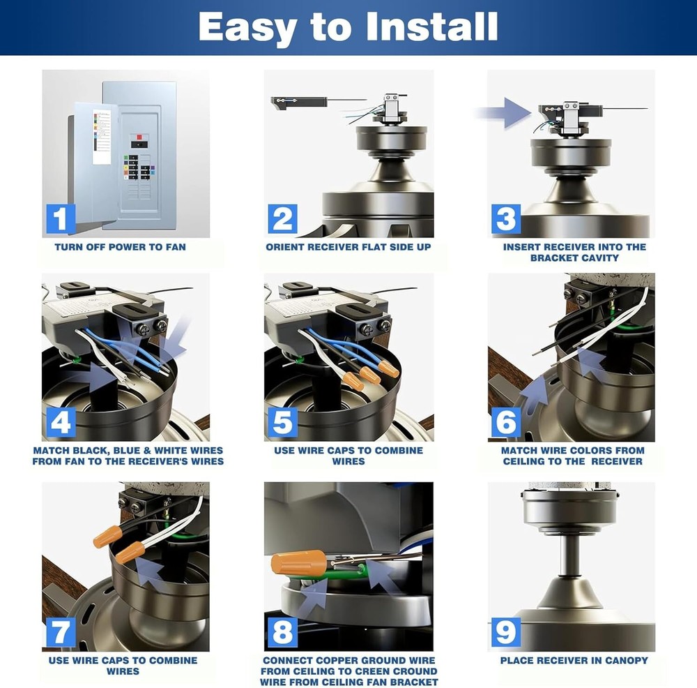 White Ceiling Fan Remote Control & Dimmer Switch with Timer Settings - 3-Speed