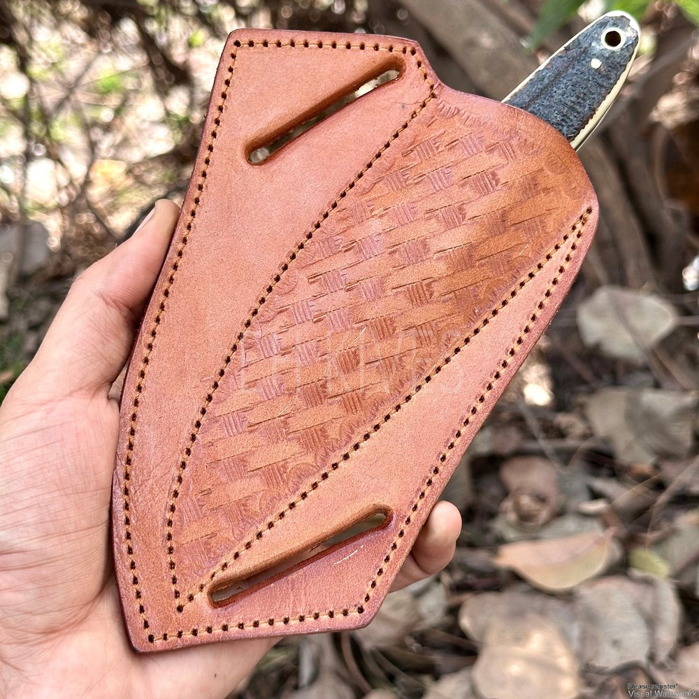 Universal 10" Fixed Blade Knife Sheath - Pure Cow Leather - Custom Engraved