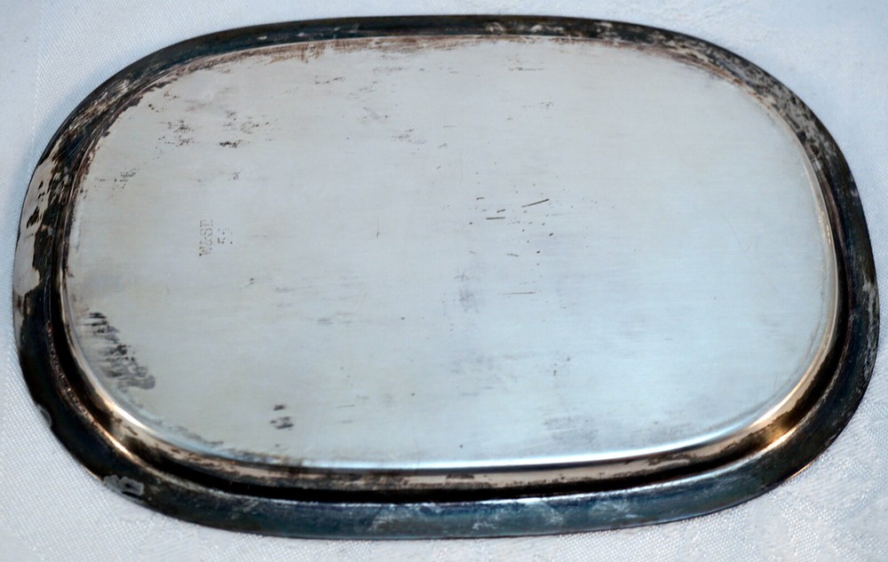 8 Silverplate Cordials with Blue Enamel Inside + Serving Tray W.&S. Blackington