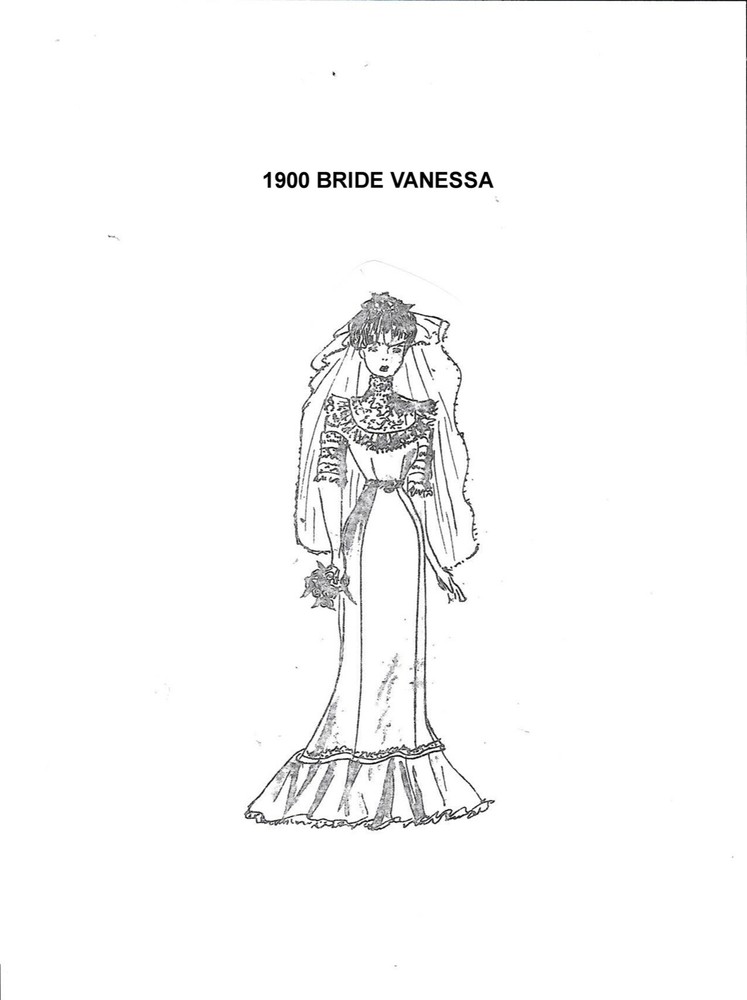 Ella DeHart Vanessa 1900 Bride and 11 1/2" Cloth doll Pattern COPY