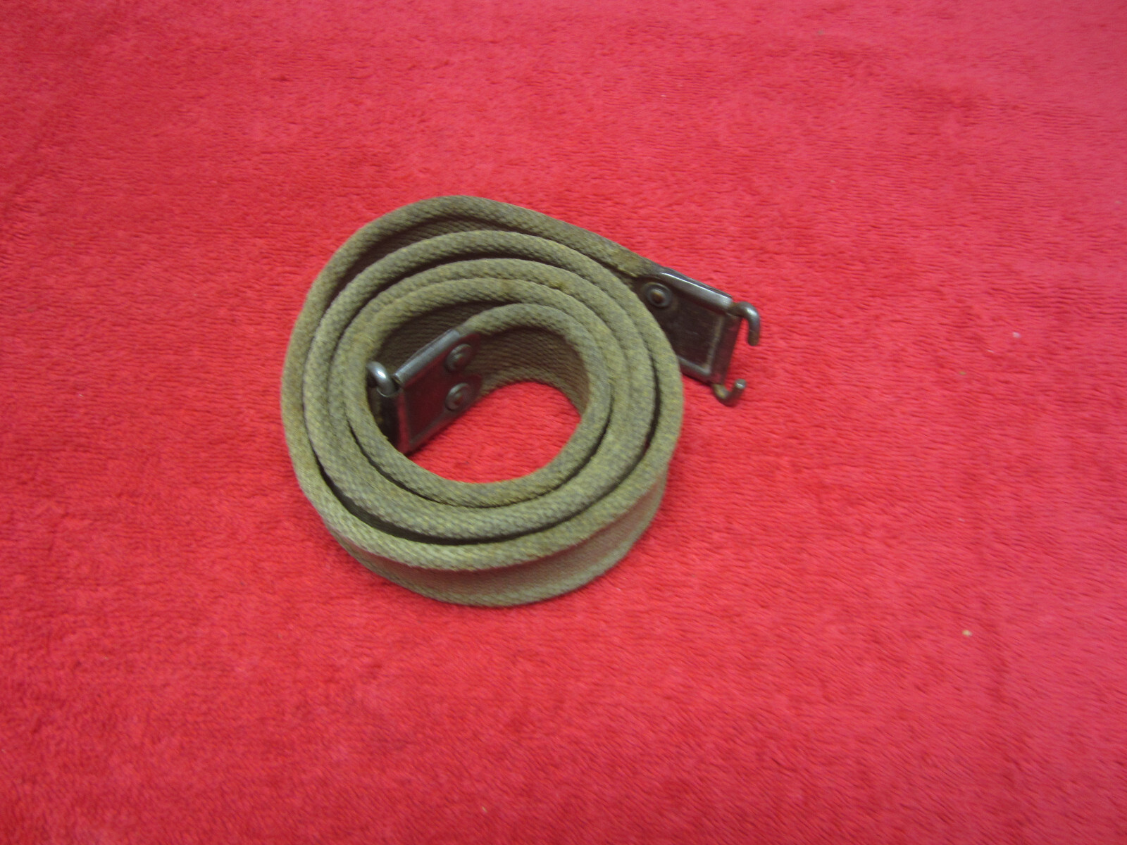 British Original WWII Web Enfield Rifle Sling W/Brass Hooks