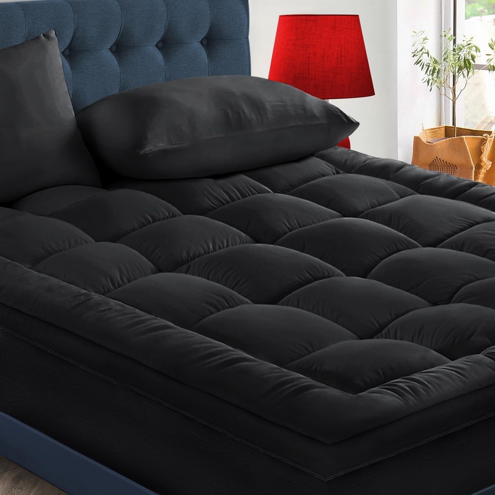 CYMULA Full Size Mattress Topper - Extra Thick Cooling Full, Black