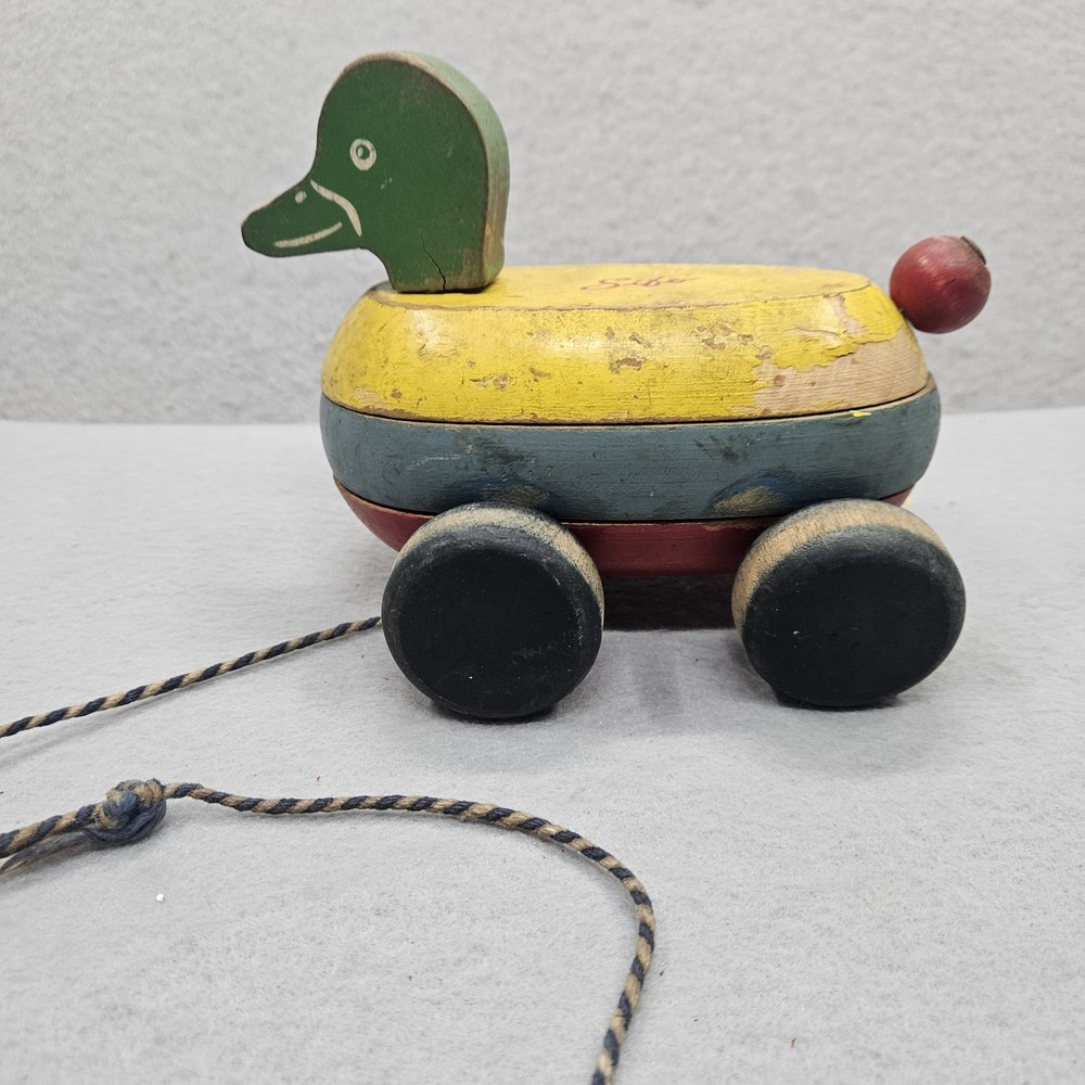 Vintage Sifo Pull Duck Wooden 1960’s With Pull String
